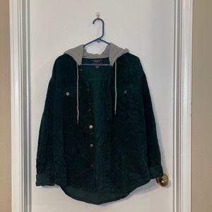 FOREVER 21 green corduroy hooded jacket medium